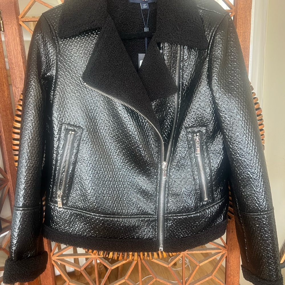 Tommy Hilfiger Textured Shiny Moto Jacket NWT